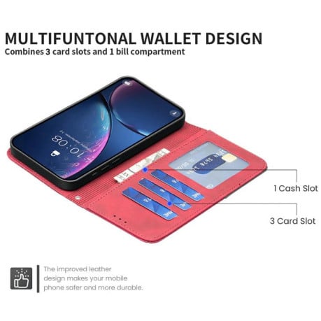 Чехол-книжка с фактурой Rhombus и магнитным хлястиком на Xiaomi Redmi 15 5G Global / 15 4G SEA 169.5mm - красный