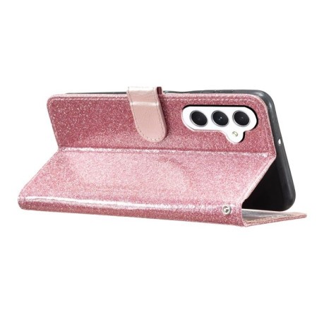 Чехол-книжка Glittery Powder Flip на Samsung Galaxy A35 - розовое золото