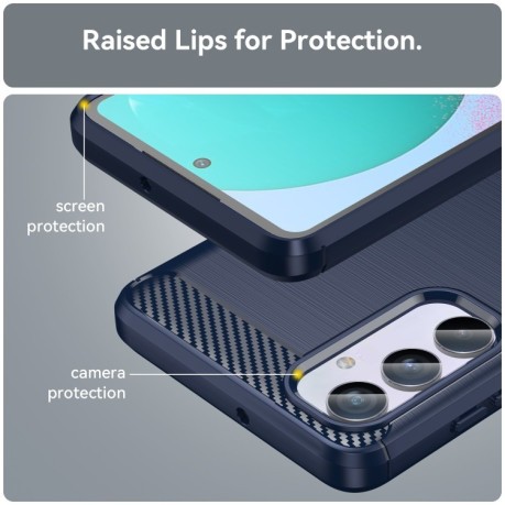 Противоударный чехол Brushed Texture Carbon Fiber на Samsung Galaxy M54 5G - синий