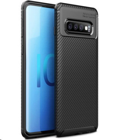 Чехол Carbon Fiber на Samsung Galaxy S10+Plus-черный