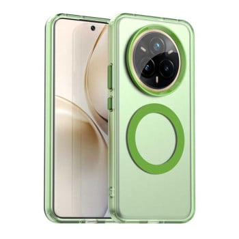 Противоударный чехол Candy Magsafe PC Hybrid TPU для Realme 14 Pro+ 5G - зеленый
