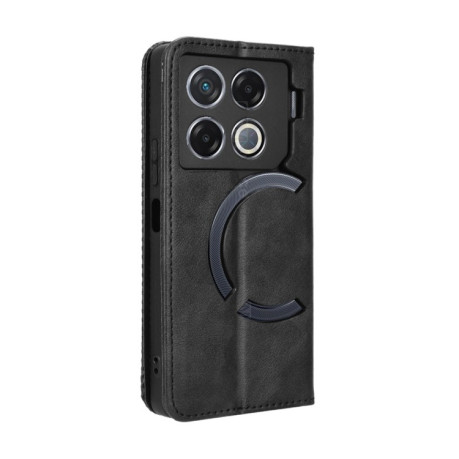 Чехол-книжка Magnetic Buckle Retro Crazy Horse Texture на Infinix GT 20 Pro 5G - черный