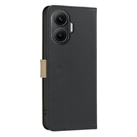 Чехол-книжка Splicing Color Hollow Flower Pattern RFID для Xiaomi Poco F7 5G Global - черный