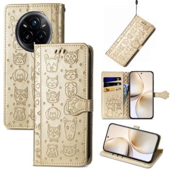 Чехол-книжка Cat and Dog для Realme 14 Pro+ - золотой