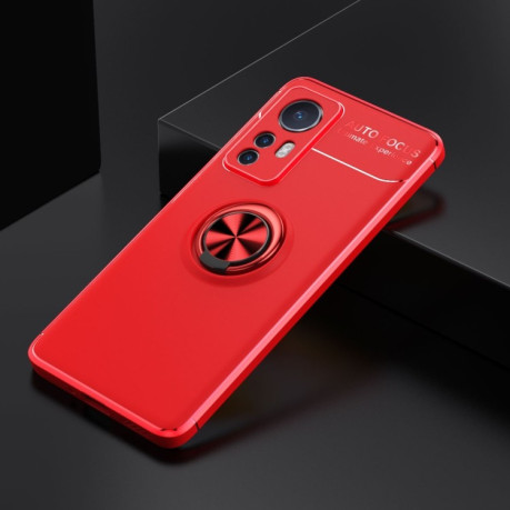 Ударозащитный чехол Metal Ring Holder 360 Degree Rotating на Xiaomi Mi 12 - красный