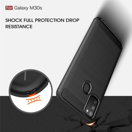 Чехол Brushed Texture Carbon Fiber на Samsung Galaxy M21/M30s-черный