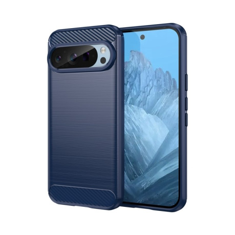 Протиударний чохол Brushed Texture Carbon Fiber на Google Pixel 9 Pro 5G - синій