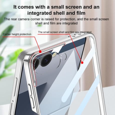 Чехол GKK Integrated металлизированная рамка Electroplating с магнитной 360 подставкой на Samsung Galaxy Flip 7 5G - черный