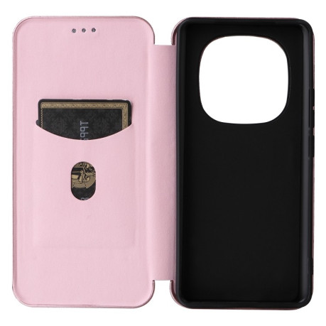 Чехол-книжка Carbon Fiber Texture на Xiaomi Redmi Note 14 Pro 4G Global - розовый