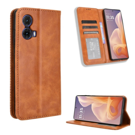 Чехол-книжка Magnetic Buckle Retro Crazy Horse Texture на Motorola Moto G85 5G / S50 Neo 5G - коричневый