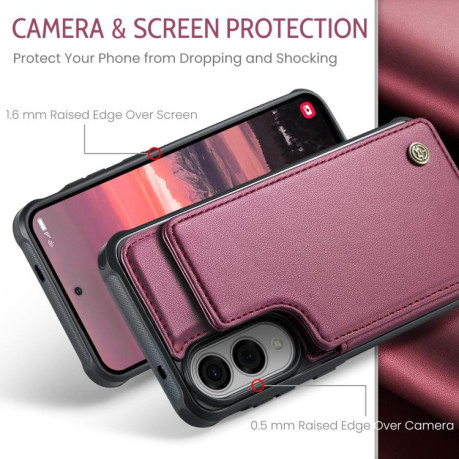 Чохол CaseMe C22 Card Slots Holder RFID Anti-theft для Samsung Galaxy S25 Edge 5G - червоний