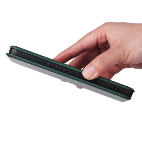 Чехол-книжка Carbon Fiber Texture на  Xiaomi 14T - зеленый