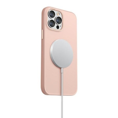 Оригинальный чехол UNIQ etui Lino Hue (MagSafe) для iPhone 13 Pro Max - pink