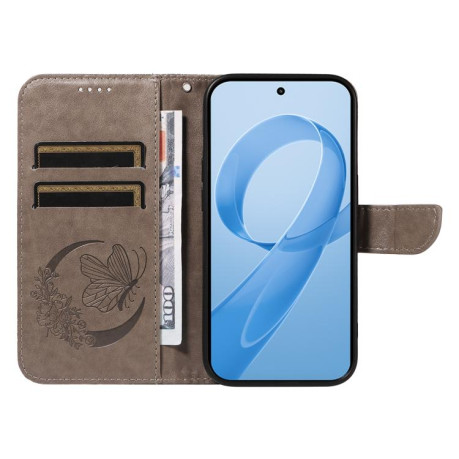 Чохол-книжка Swallowtail Butterfly Embossed Leather для Xiaomi Redmi K90/Poco F8 Pro — сірий