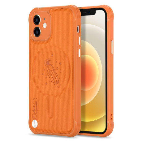 Противоударный чехол Astronaut Pattern c MagSafe для iPhone 11 - оранжевый