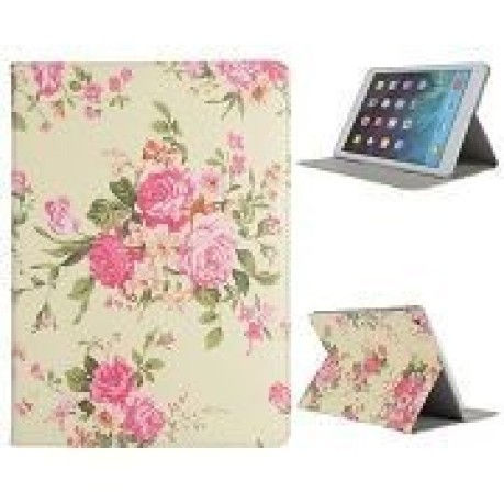 Кожаный Чехол Folio розовый Flowers для iPad Air