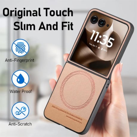 Чехол Twill Fabric Leather Skin Magnetic для Motorola Razr 60 Ultra - рожевий