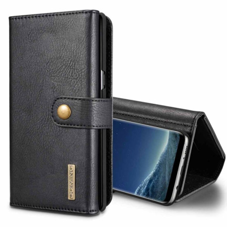 Шкіряний чохол-гаманець DG.MING Triple Fold Crazy Horse Texture на Samsung Galaxy S8+ / G955- чорний