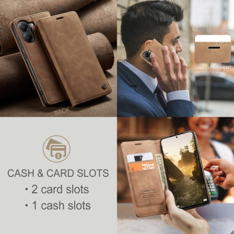 Чохол-книжка CaseMe-013 Multifunctional на Xiaomi Poco X7 Pro - коричневий