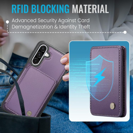 Чехол JEEHOOD J05 Business Magnetic Style RFID Leather для Samsung Galaxy A36 - фиолетовый