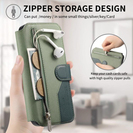 Чохол-книжка Twill Fabric з MagSafe RFID+кишенька на карт на Samsung Galaxy A07 4G / 5G - зелений