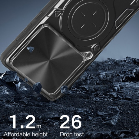 Противоударный чехол CD Texture Sliding Camshield Magnetic Holder на Xiaomi 14T Pro 5G - черный