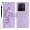 Чехол-книжка Flower Butterfly Embossing для Xiaomi Redmi Note 12S - фиолетовый