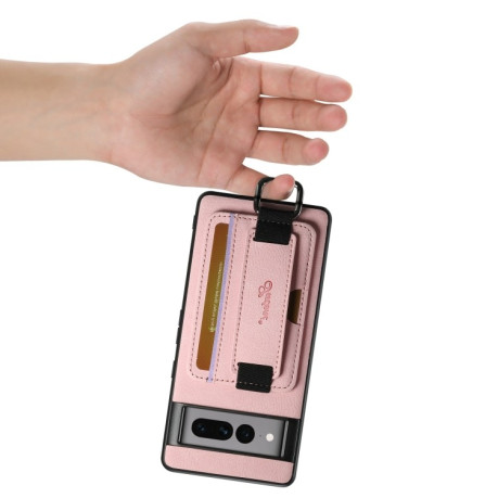 Противоударный чехол Suteni H13 Card Wallet для Google Pixel 8a - розовый