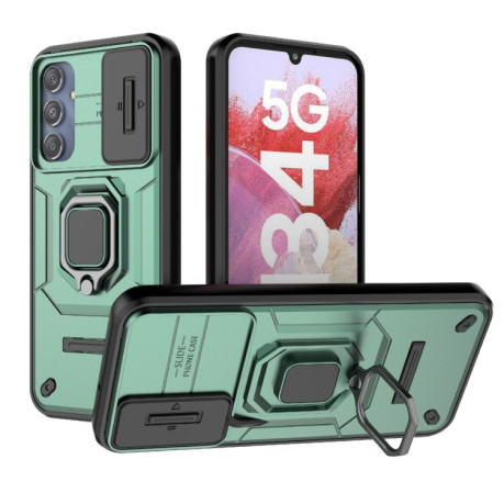 Противоударный чехол Sliding Camshield для Samsung Galaxy M34 5G - зеленый