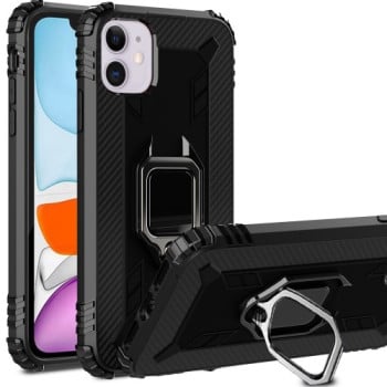 Протиударний чохол Carbon Fiber Rotating Ring на iPhone 12/12 Pro - чорний
