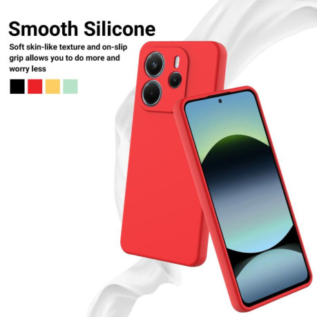 Силіконовий чехол Solid Color Liquid Silicone на Xiaomi Redmi Note 14 4G 164.84mm - червоний