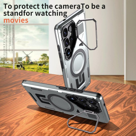 Противоударный чехол Shield Frame Holder MagSafe для  Samsung Galaxy S25+ 5G - серый