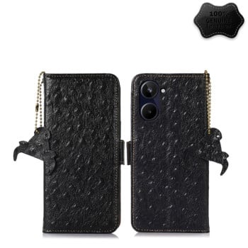 Шкіряний чохол-книжка Ostrich Pattern RFID Genuine для Realme 10 4G - чорний