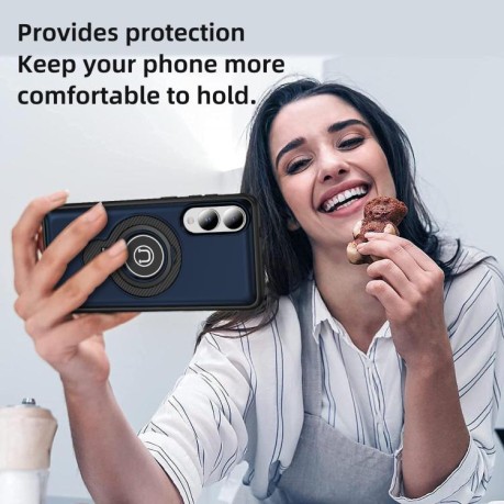 Противоударный чехол Ring Holder Magnetic на Samsung Galaxy S25 Edge 5G - синий