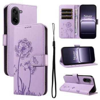 Чохол-книжка з тисненням Dandelion та магнітним хлястиком на OnePlus Ace 5 Racing / Nord CE 5 - фіолетовий