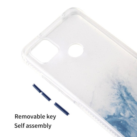 Противоударный чехол Marble Pattern Glittery Powder на Xiaomi Redmi 10A/9C - розовый