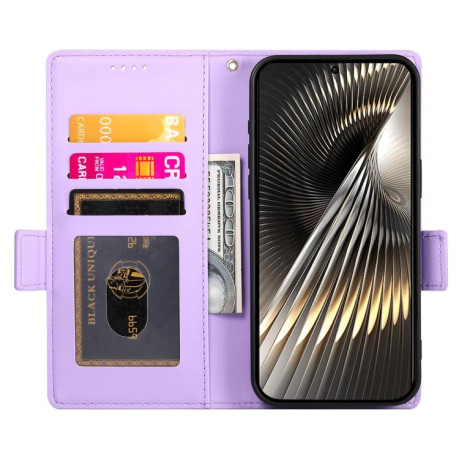 Чехол-книжка Side Buckle Magnetic Frosted Leather для Xiaomi Poco F7 - фиолетовый