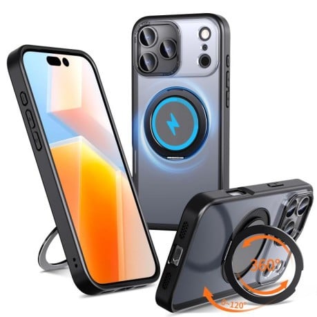 Чехол Kalebol с подставкой 360 и MagSafe на iPhone 17 Pro Max - черный