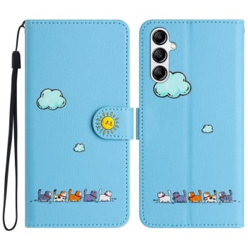 Чохол-книжка Cartoon Cats Leather для Samsung Galaxy A25 5G - синій