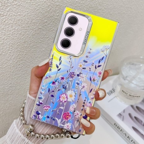 Чехол Electroplating Laser Flower Phone Case with Wrist Strap на Samsung Galaxy A35 5G - Flower