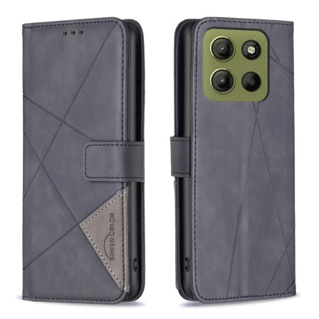 Чехол-книжка Rhombus Texture для Motorola Moto G15 - черный