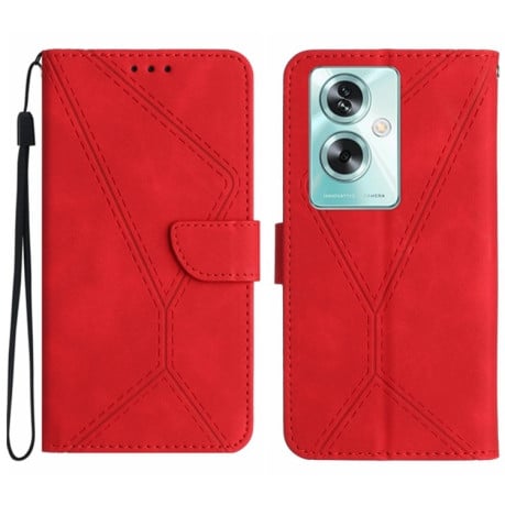 Чехол-книжка Stitching Embossed Leather For OPPO Reno11 F 5G/F25 Pro 5G - красный