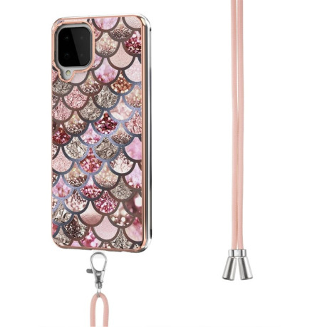 Протиударний чохол Electroplating with Lanyard для Samsung Galaxy M32/A22 4G - Pink Scales