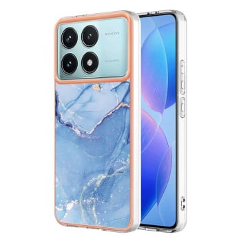 Противоударный чехол Electroplating IMD для Xiaomi Poco F6 Pro 5G - синий