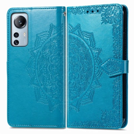 Чехол-книжка Mandala Embossing Pattern на Xiaomi 12 Lite - синий