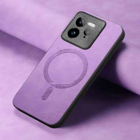Чехол Retro MagSafe Magnetic PU на Realme GT7 Pro - фиолетовый