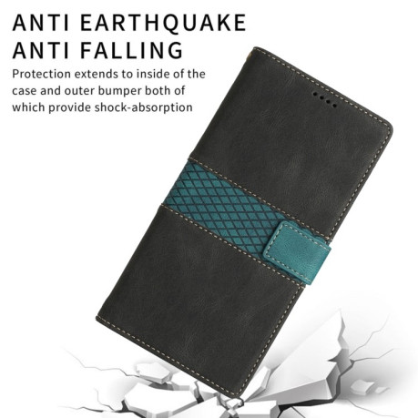 Чохол-книжка Grid Stitching Leather Phone Case with Lanyard для iPhone 16e - чорний