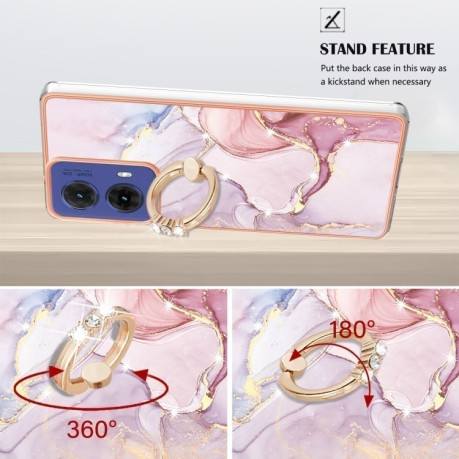 Чехол Electroplating with Ring Holder для Motorola Moto G85 - Rose Gold
