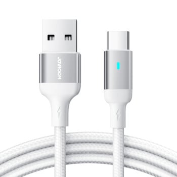 Кабель JOYROOM S-UC027A10 Extraordinary Series 3A USB-A to USB-C / Type-C Fast Charging Data Cable, Cable Length:1.2m- черный - белый