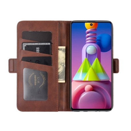 Чехол-книжка Dual-side Magnetic Buckle для Samsung Galaxy M51 - коричневый